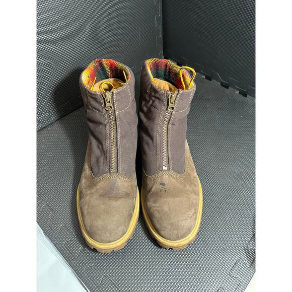 Timberland Woolrich Premium Zip Top Boots Brown Leather Plaid Lace Mens Size 12 - Picture 2 of 10